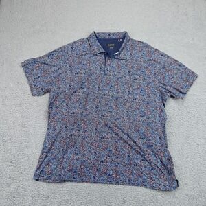 Bugatchi‎ Shirt Mens 3XL Blue Pink OoohCotton Tech 8 Way Stretch Polo Golf